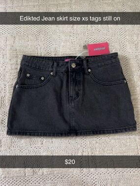 Edikted Black Denim Mini Skirt